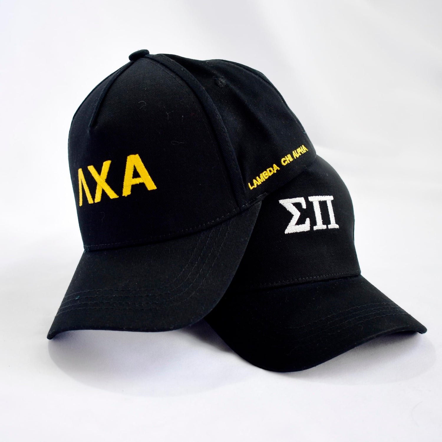 Fraternity/Sorority Baseball Caps- Brushed Cotton 5-Panel Black Hats