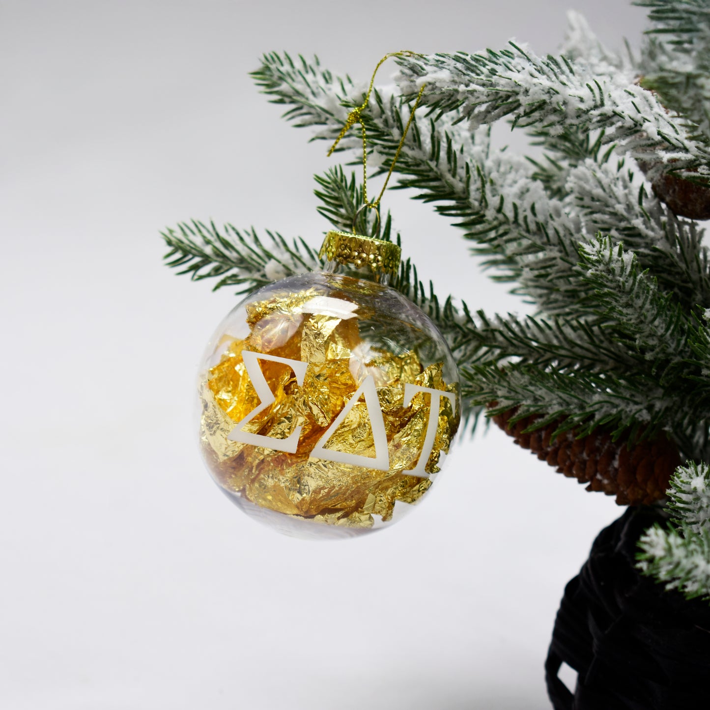 Gamma Phi Beta Ornament - Clear Plastic Ball Ornament with Gold Foil