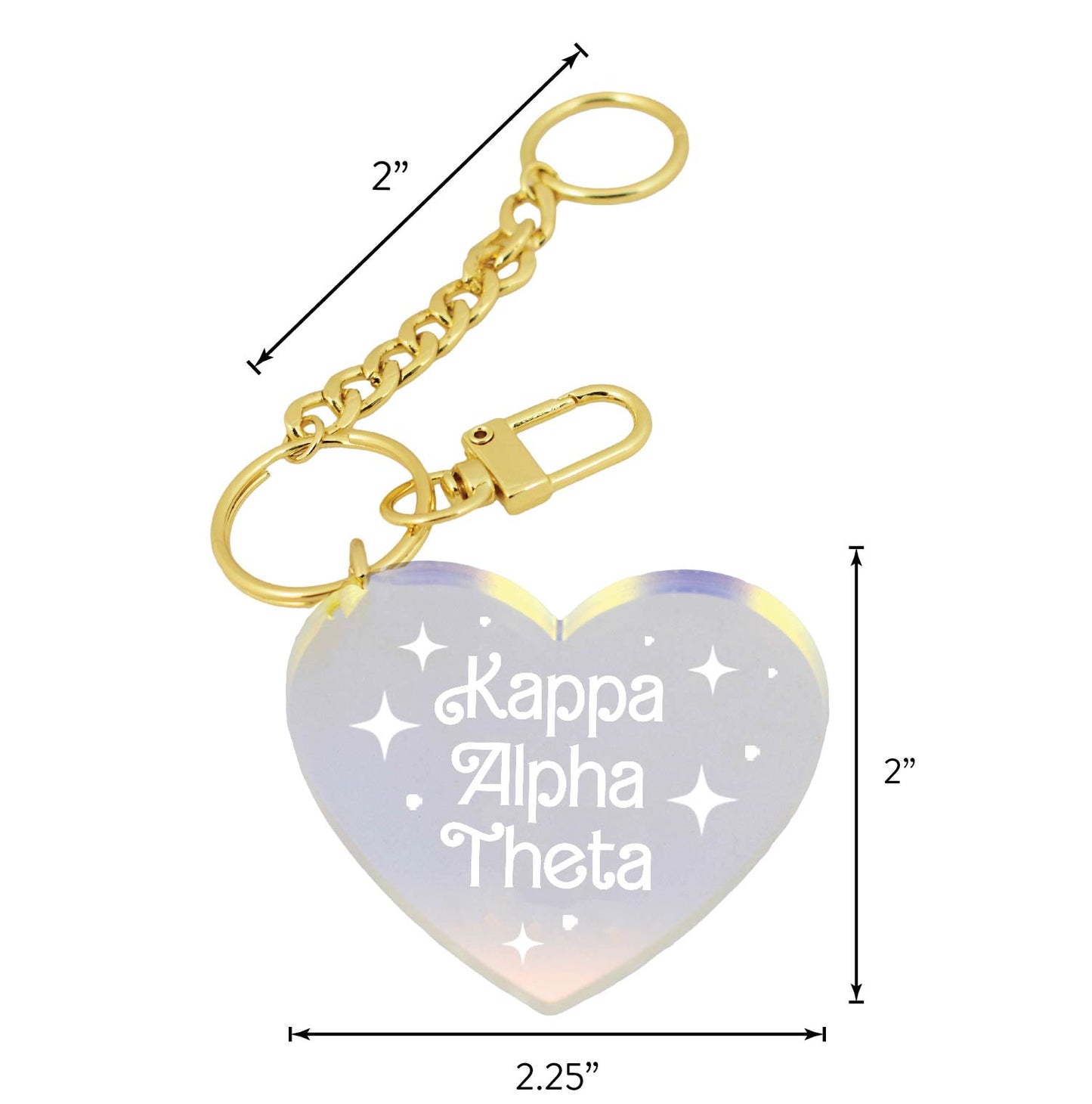 Phi Mu Keychain - Iridescent Heart Design