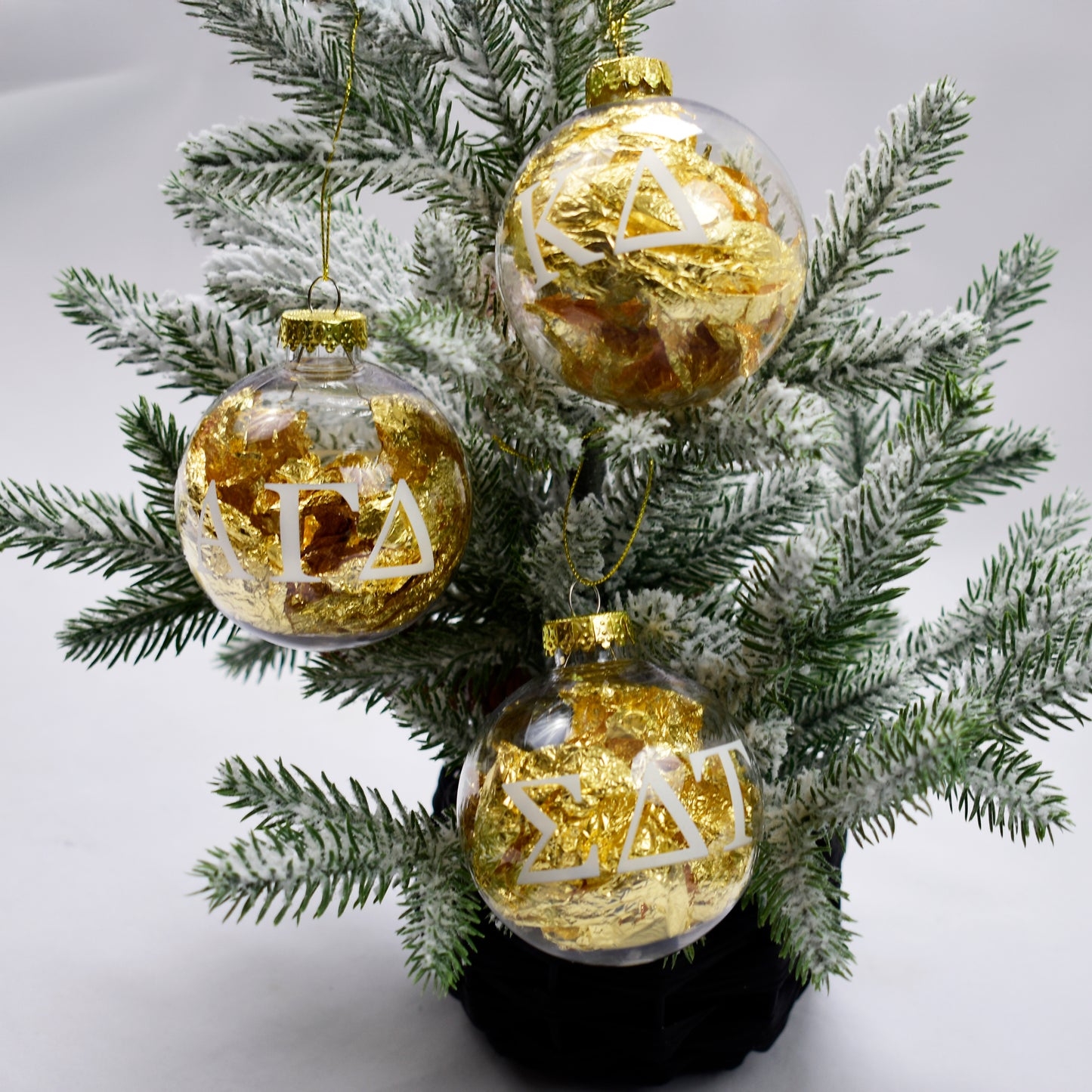 Gamma Phi Beta Ornament - Clear Plastic Ball Ornament with Gold Foil