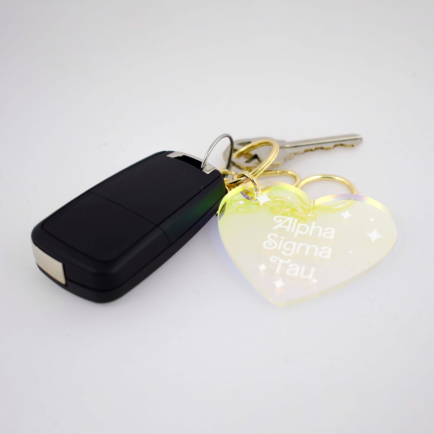 Theta Phi Alpha Keychain - Iridescent Heart Design