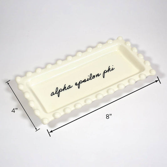 Chi Omega Jewelry Dish - Rectangular Cursive Script Sorority Name