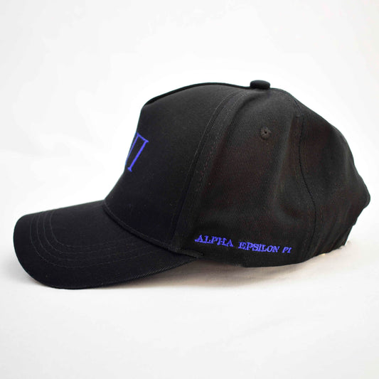 Alpha Epsilon Pi Baseball Cap- Brushed Cotton 5-Panel Black Hat