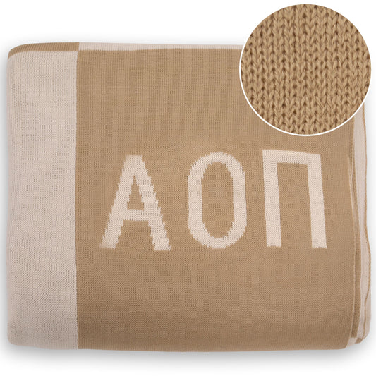 Alpha Omicron Pi Blanket - Acrylic Knit Checkered Blanket