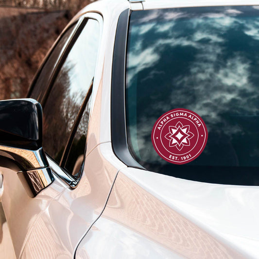 Alpha Sigma Alpha Sorority Car Decal Sticker- Full Color Circle Logo