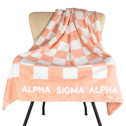 Alpha Sigma Alpha Blanket - Thick Checkered Sherpa Blanket