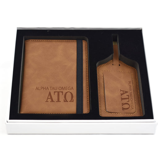 Alpha Tau Omega Passport Holder & Luggage Tag Travel Gift Set