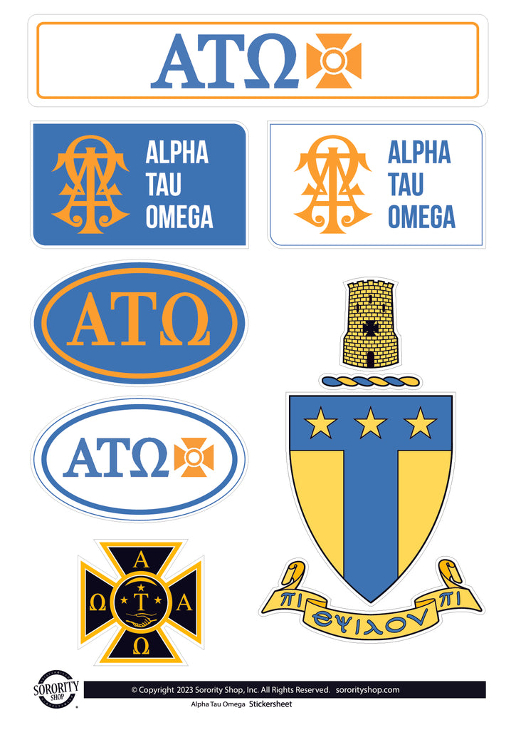 Alpha Tau Omega Fraternity Sticker Sheet- Brand Focus