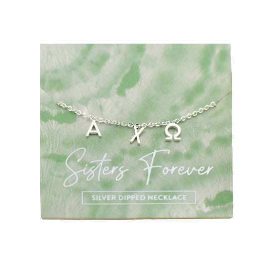 Alpha Chi Omega Silver Greek Letters Necklace