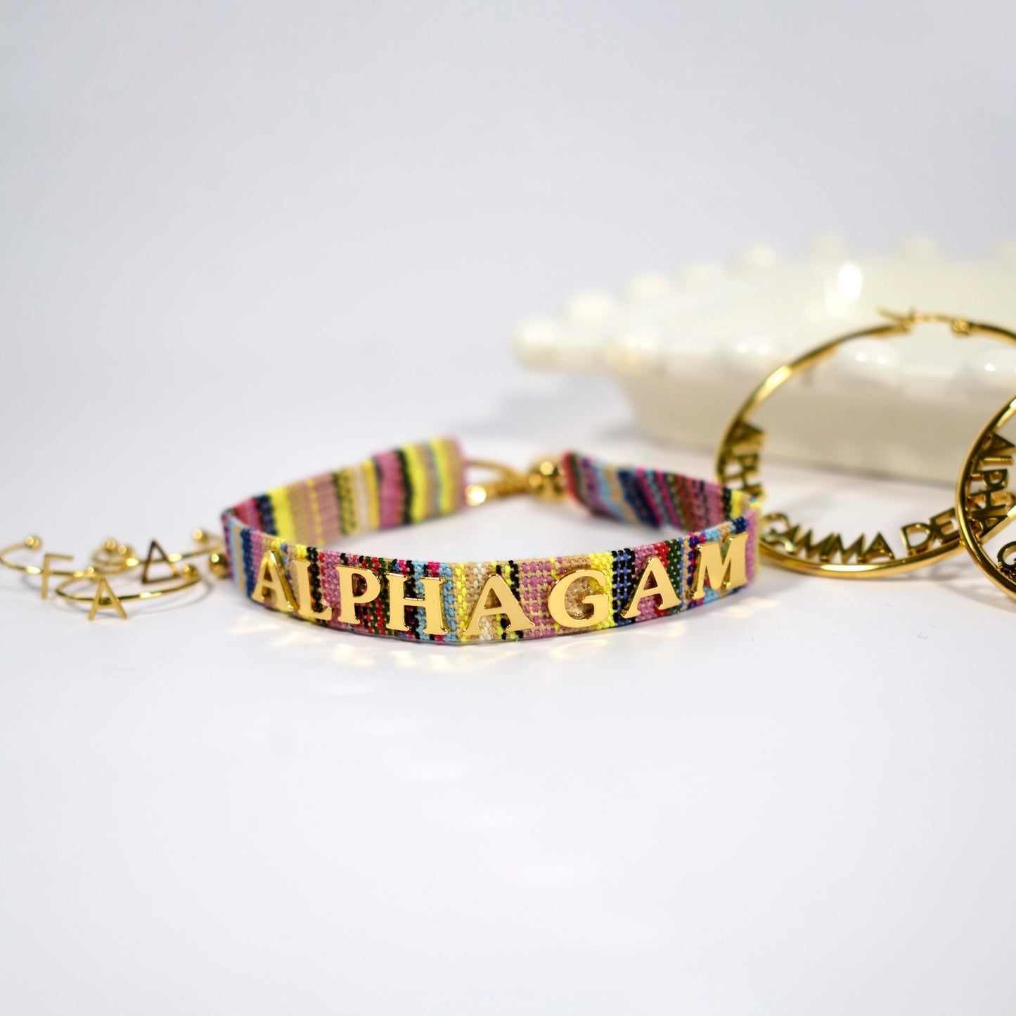 Alpha Gamma Delta Woven Bracelet, Multi-Color Design