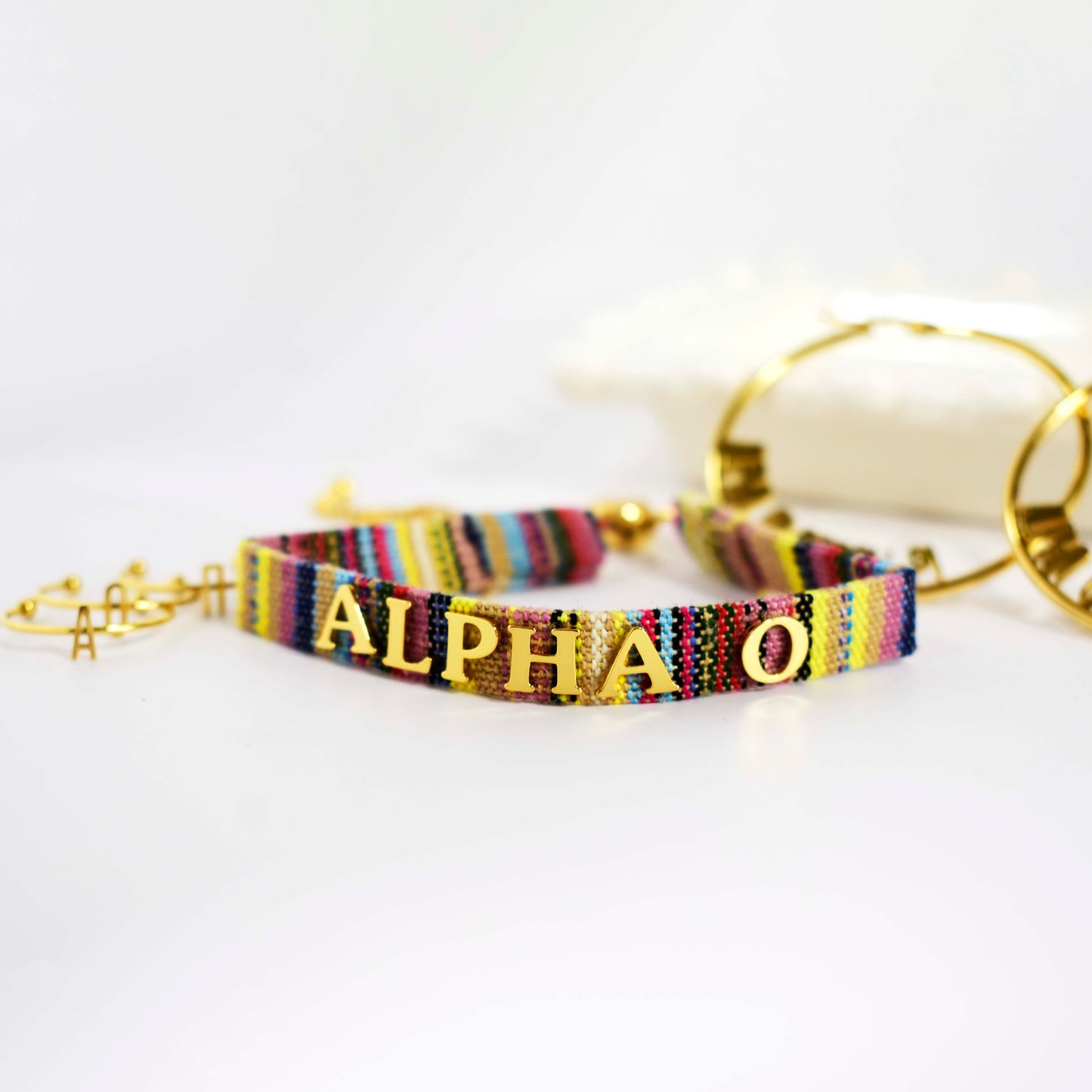 Alpha Omicron Pi Woven Bracelet, Multi-Color Design