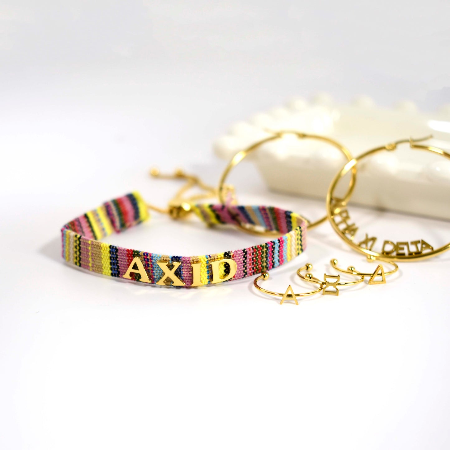 Alpha Xi Delta Woven Bracelet, Multi-Color Design