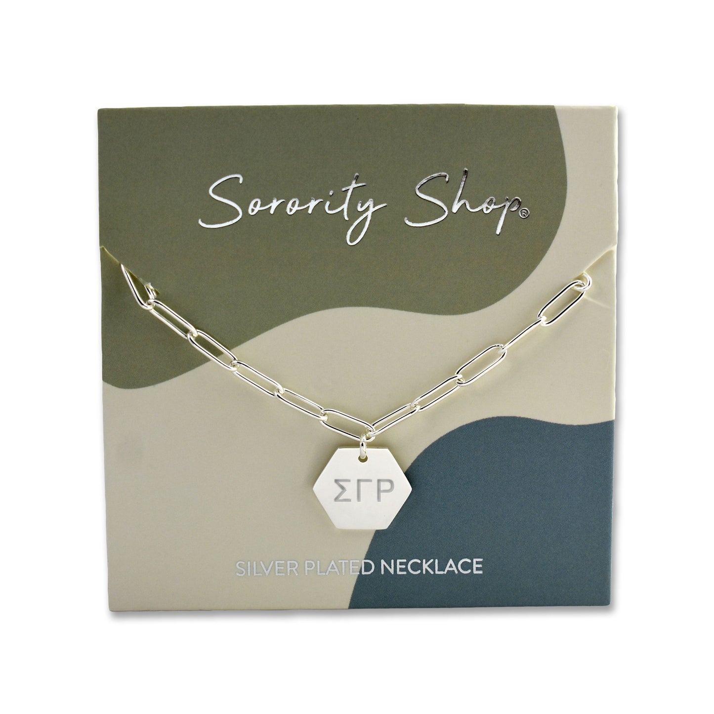 Sigma Gamma Rho Sorority, Incorporated Silver Pendant Paperclip Necklace with SGRho Greek Letters