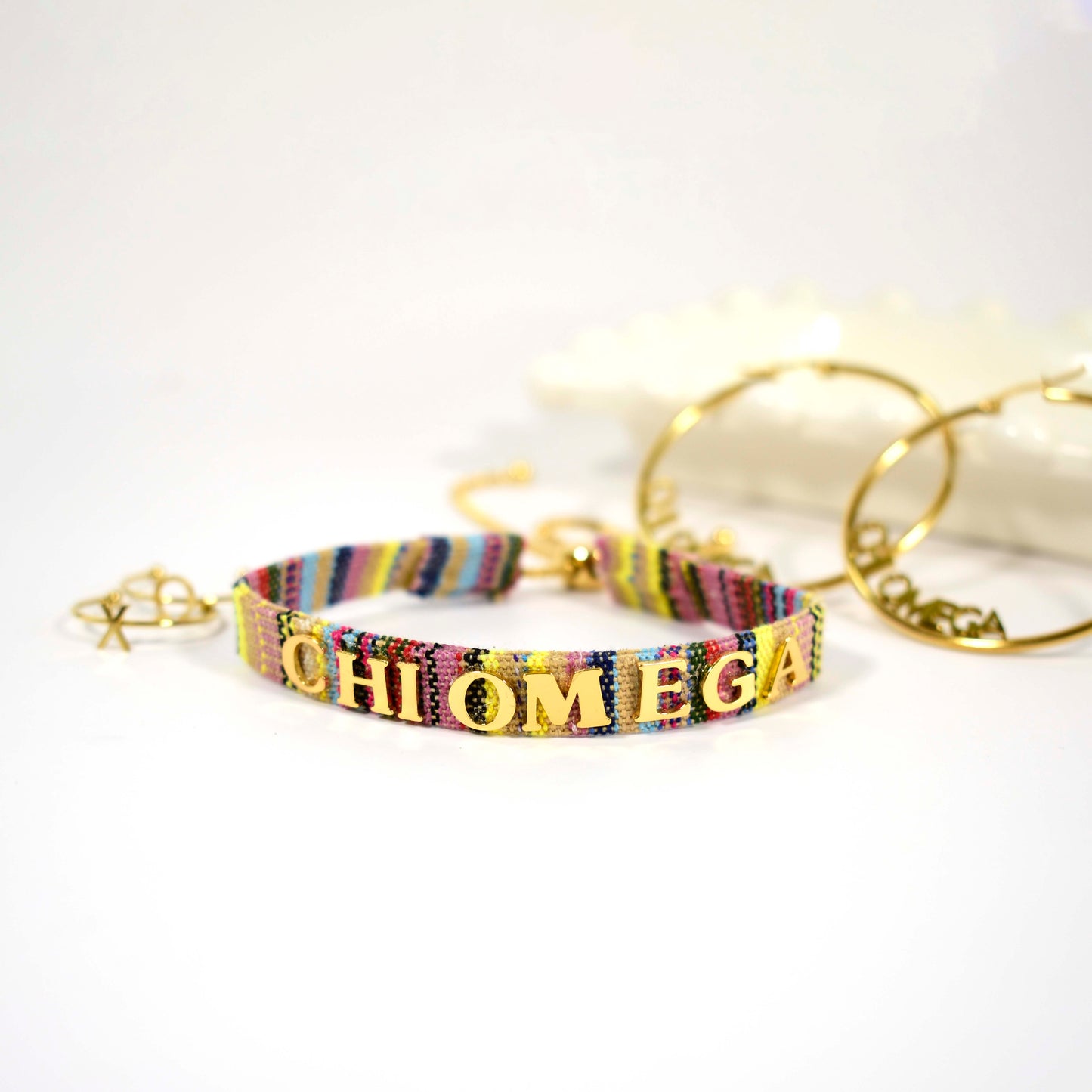 Chi Omega Woven Bracelet, Multi-Color Design