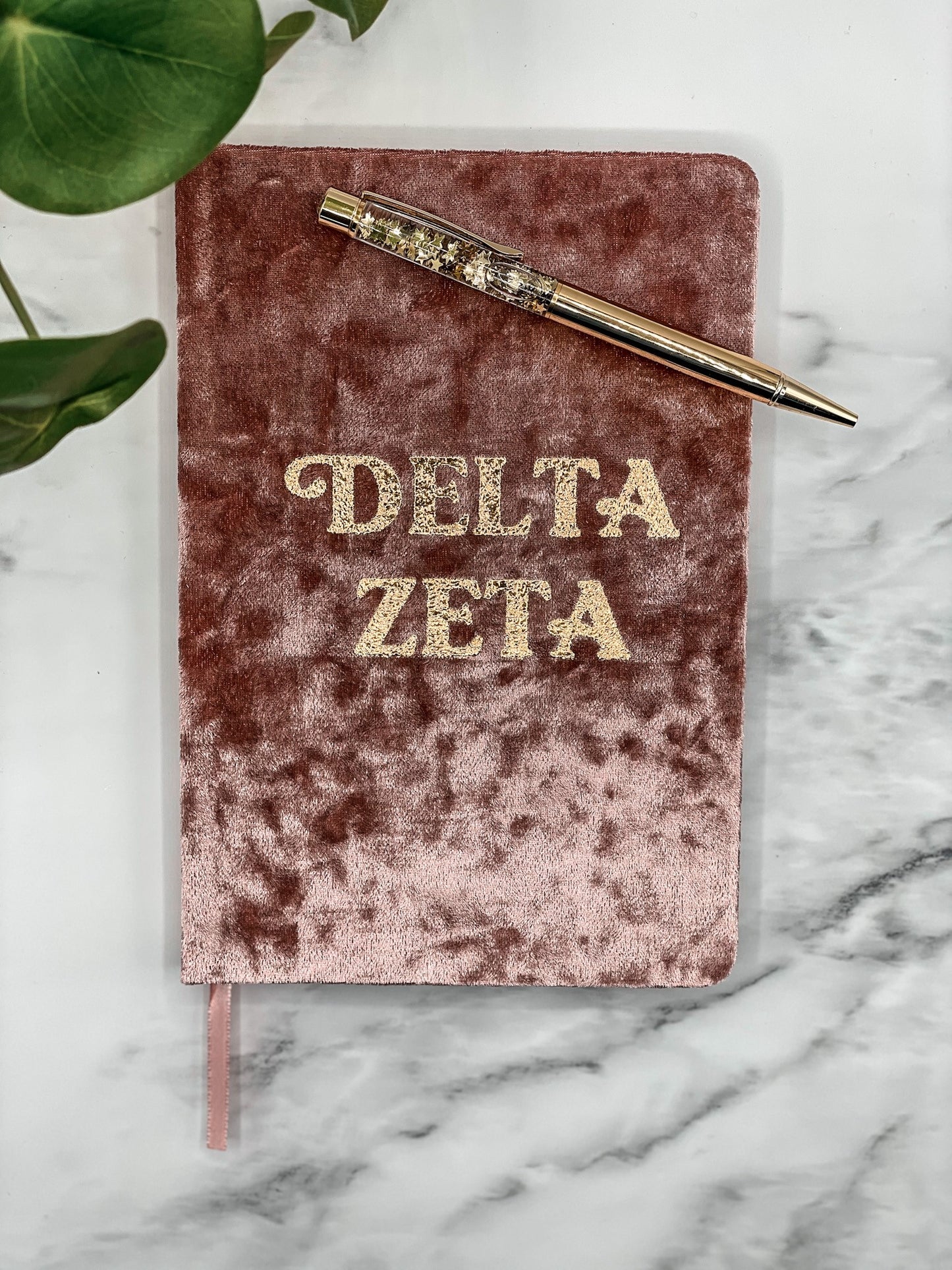 Delta Zeta Velvet Notebook with Gold Foil Imprint
