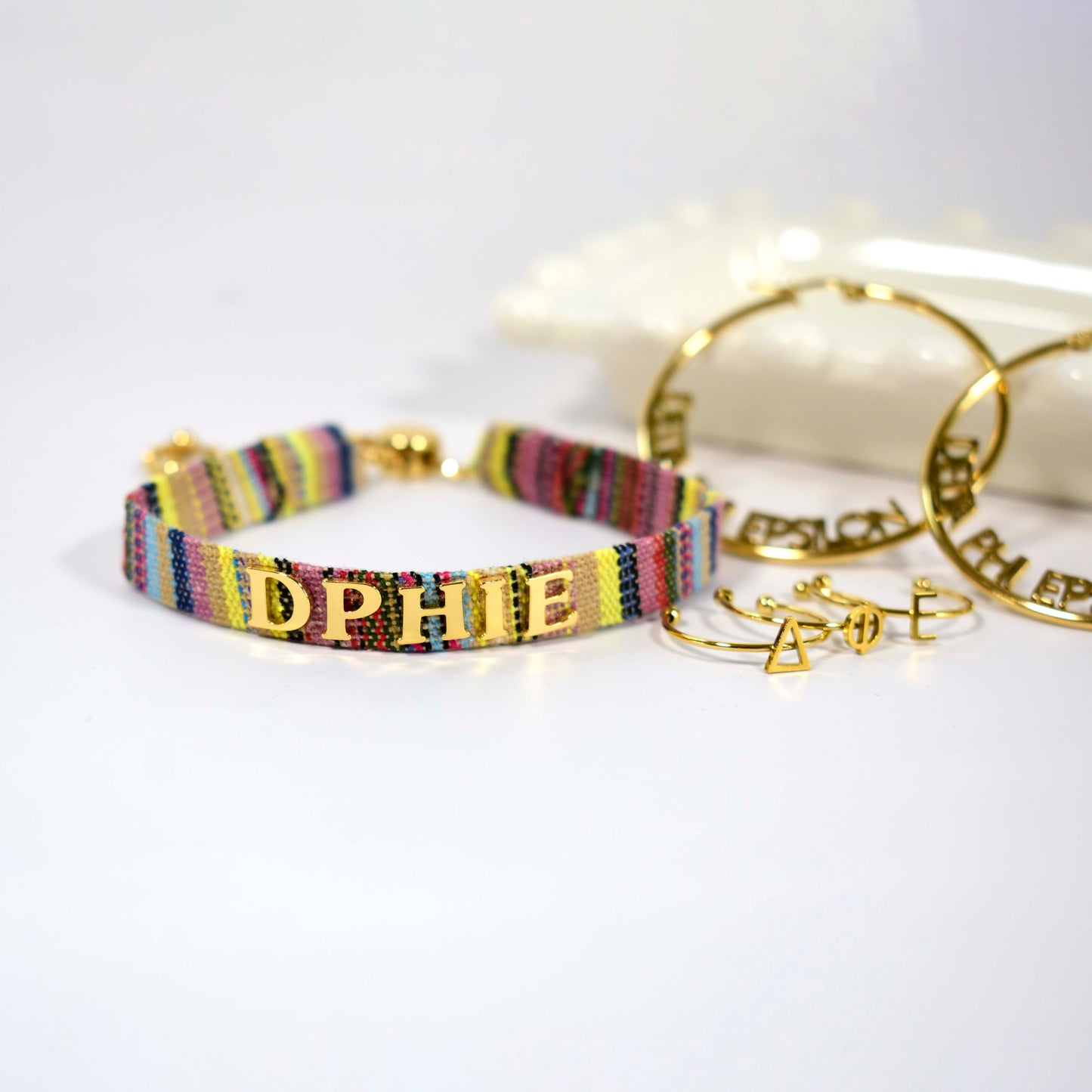 Delta Phi Epsilon Woven Bracelet, Multi-Color Design
