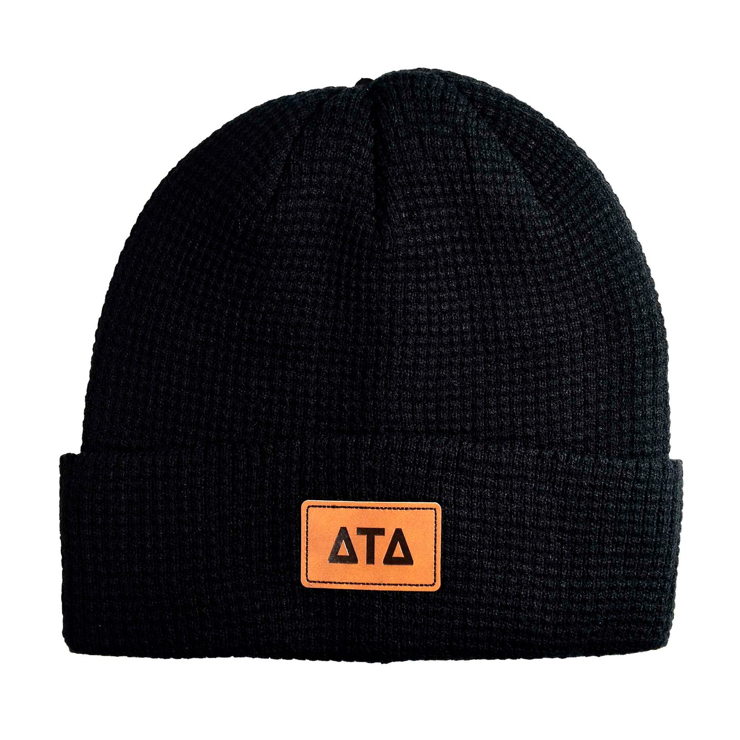 Delta Tau Delta Fraternity Beanie Hat - Black Winter Hat w/ Greek Letters Patch