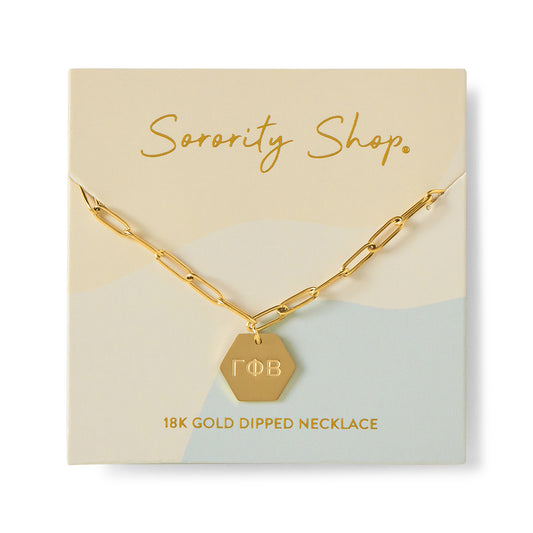 Gamma Phi Beta Paperclip Necklace with GPB Sorority Pendant