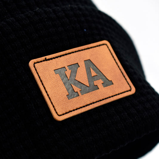 Kappa Alpha Fraternity Beanie Hat - Black Winter Hat w/ Greek Letters Patch