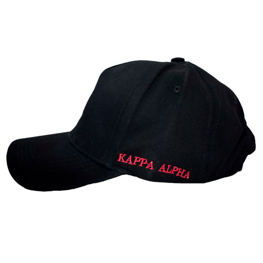 Kappa Alpha Baseball Cap- Brushed Cotton 5-Panel Black Hat