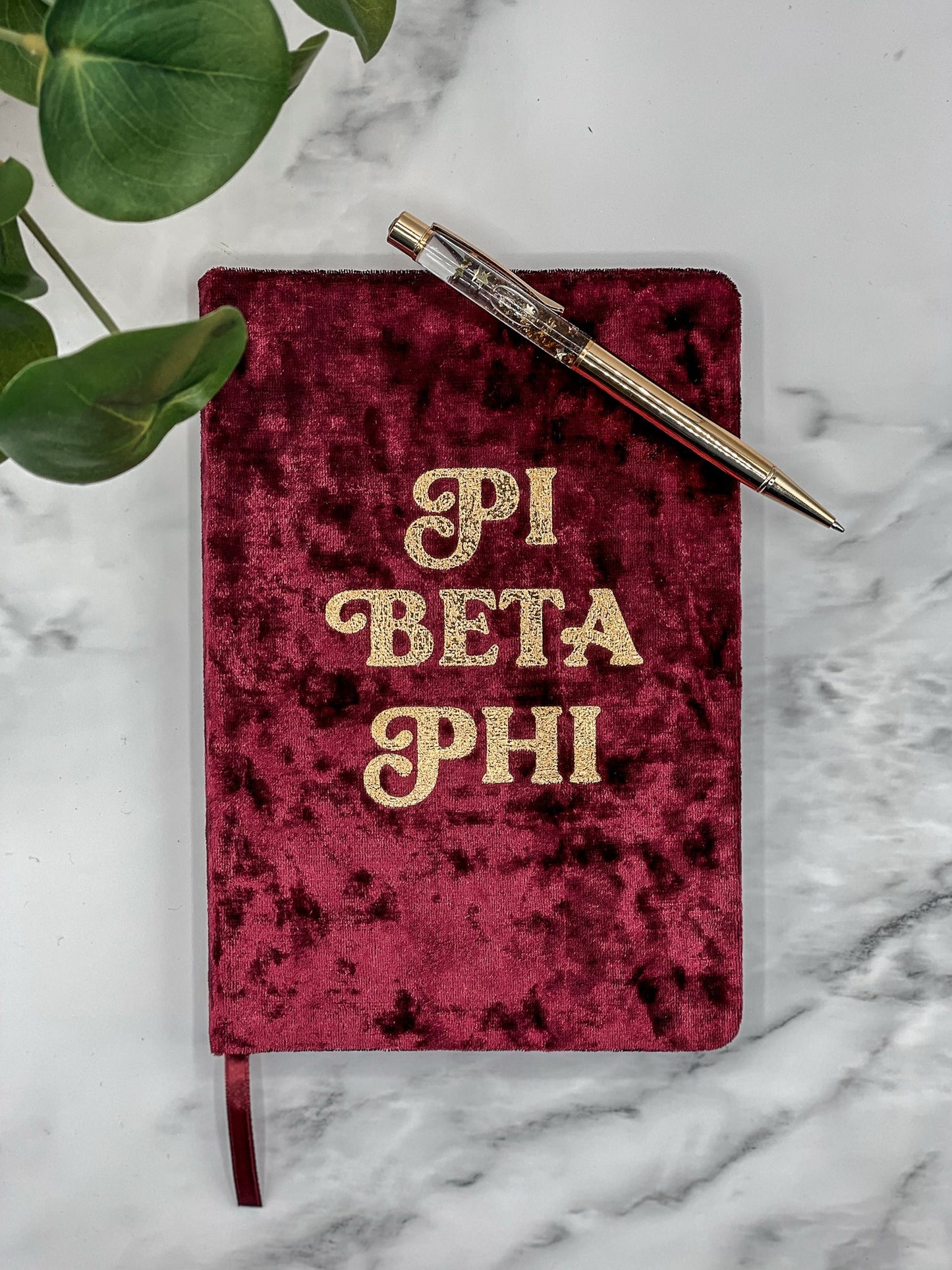 Pi Beta Phi Velvet Notebook with Gold Foil Imprint