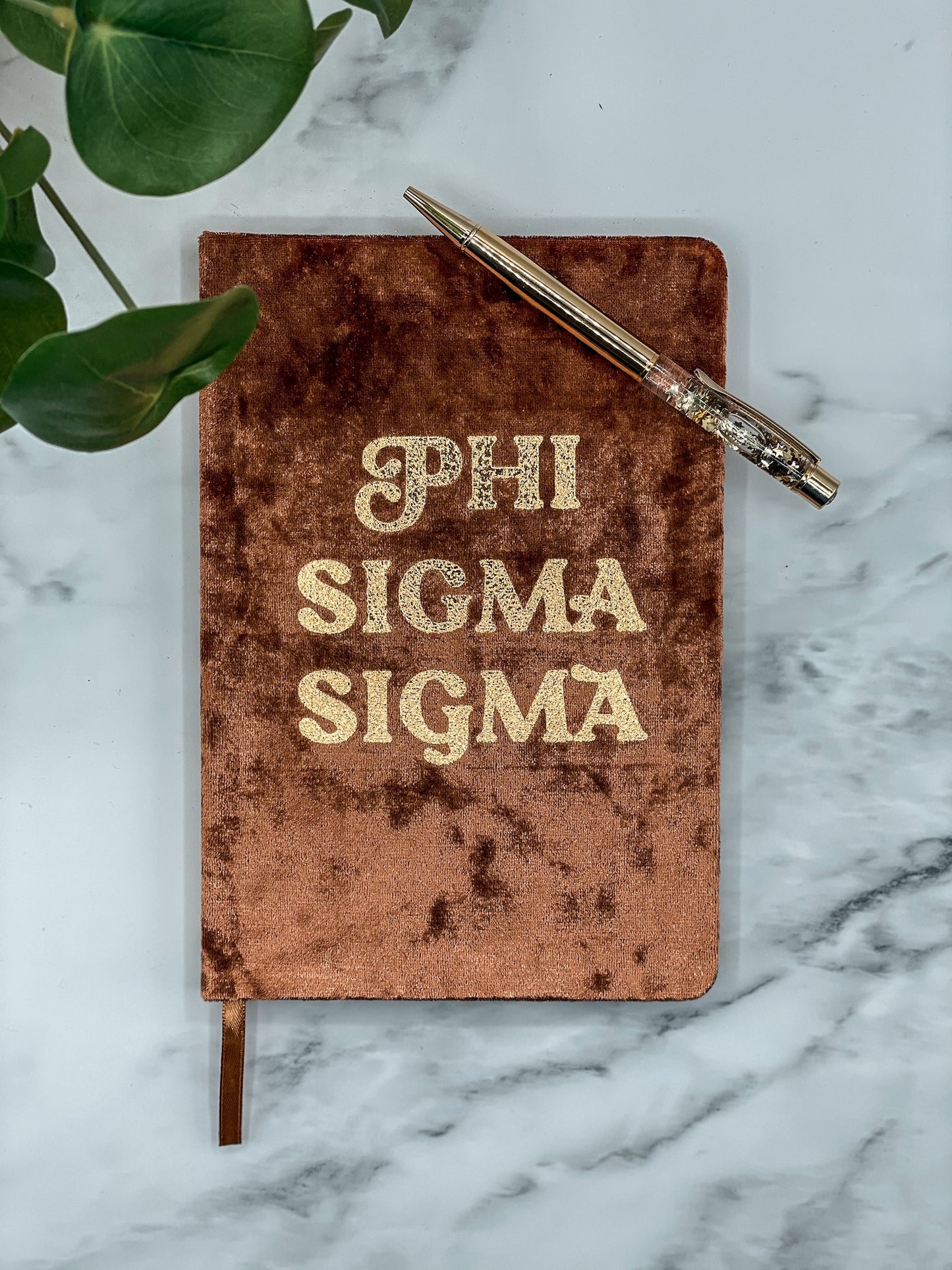 Phi Sigma Sigma Velvet Notebook with Gold Foil Imprint