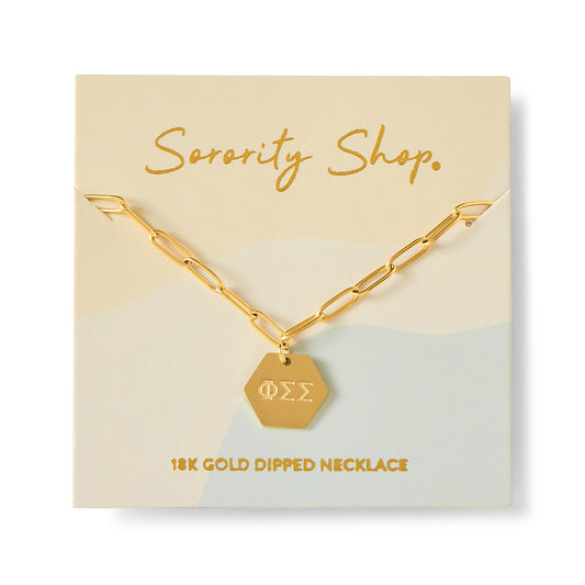 Phi Sigma Sigma Paperclip Necklace with PSS Sorority Pendant