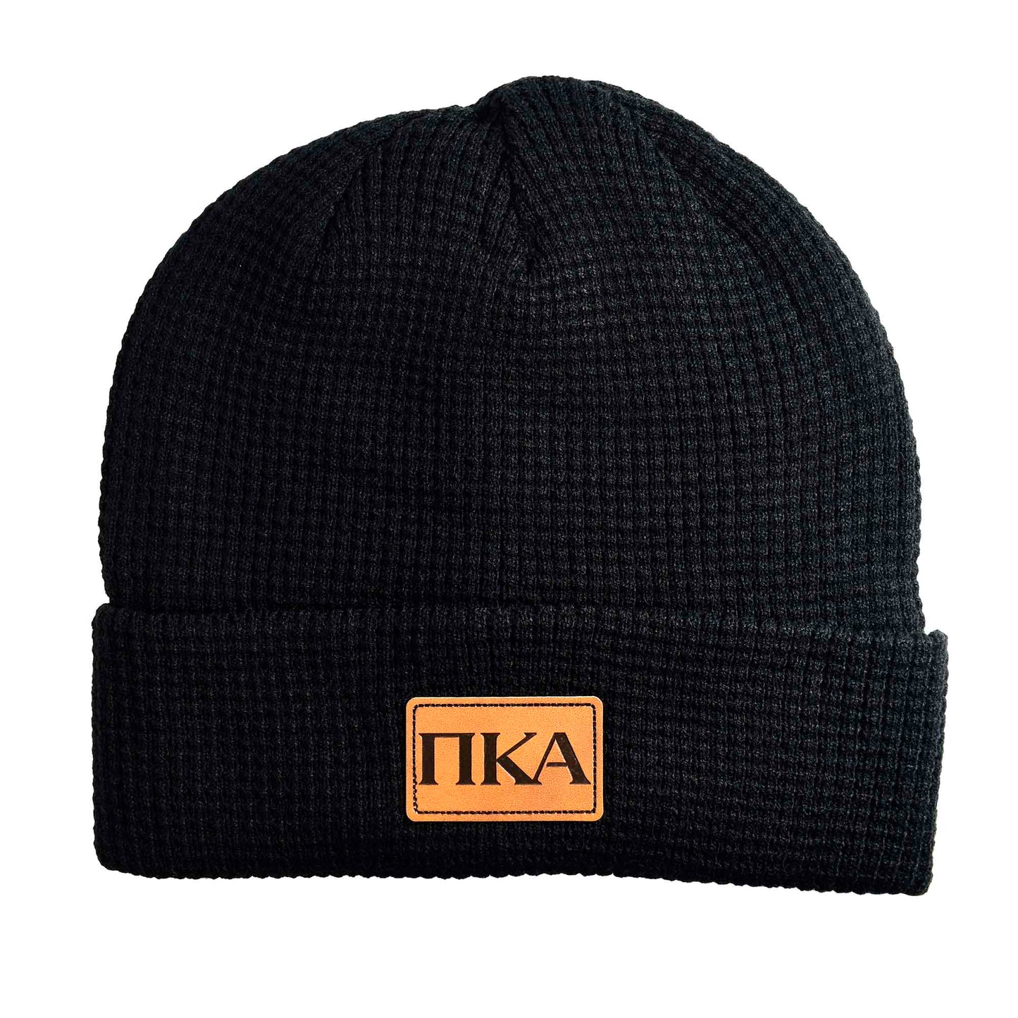Pi Kappa Alpha Fraternity Beanie Hat - Black Winter Hat w/ Greek Letters Patch