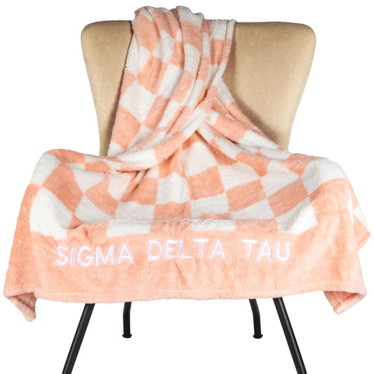 Sigma Delta Tau Blanket - Thick Checkered Sherpa Blanket
