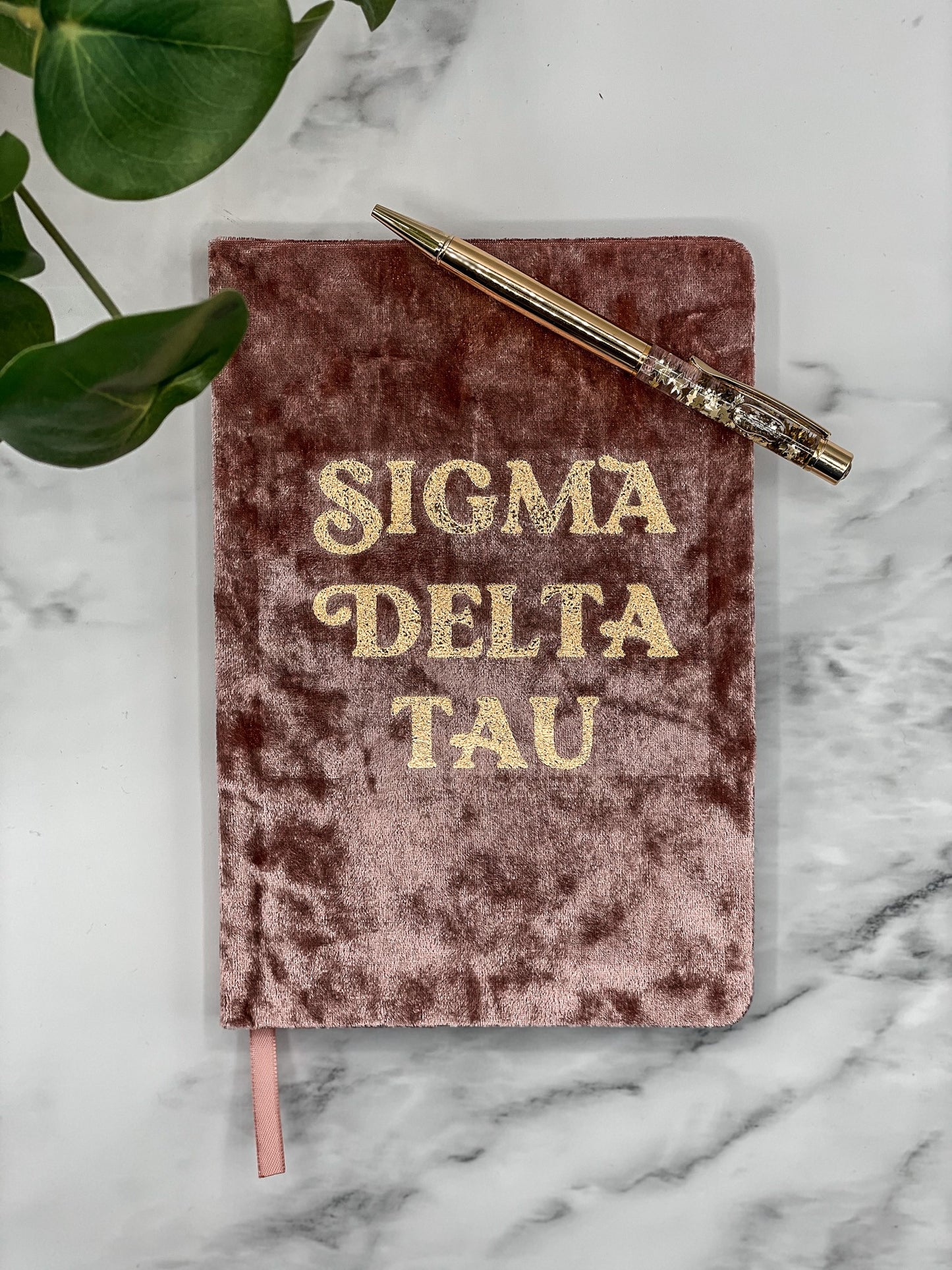 Sigma Delta Tau Velvet Notebook with Gold Foil Imprint