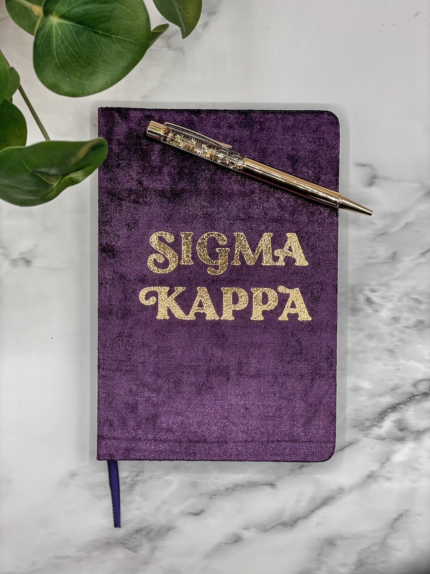 Sigma Kappa Velvet Notebook with Gold Foil Imprint