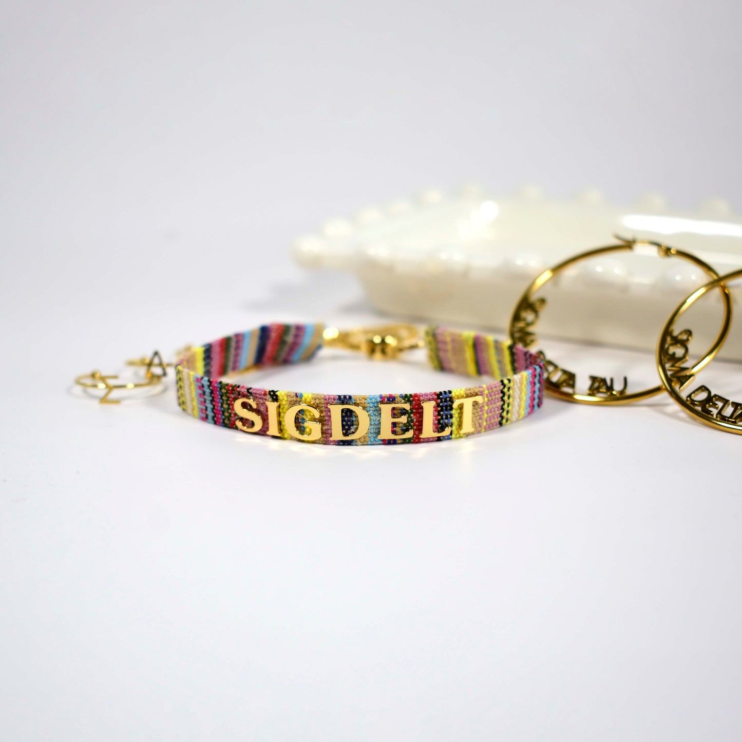 Sigma Delta Tau Woven Bracelet, Multi-Color Design