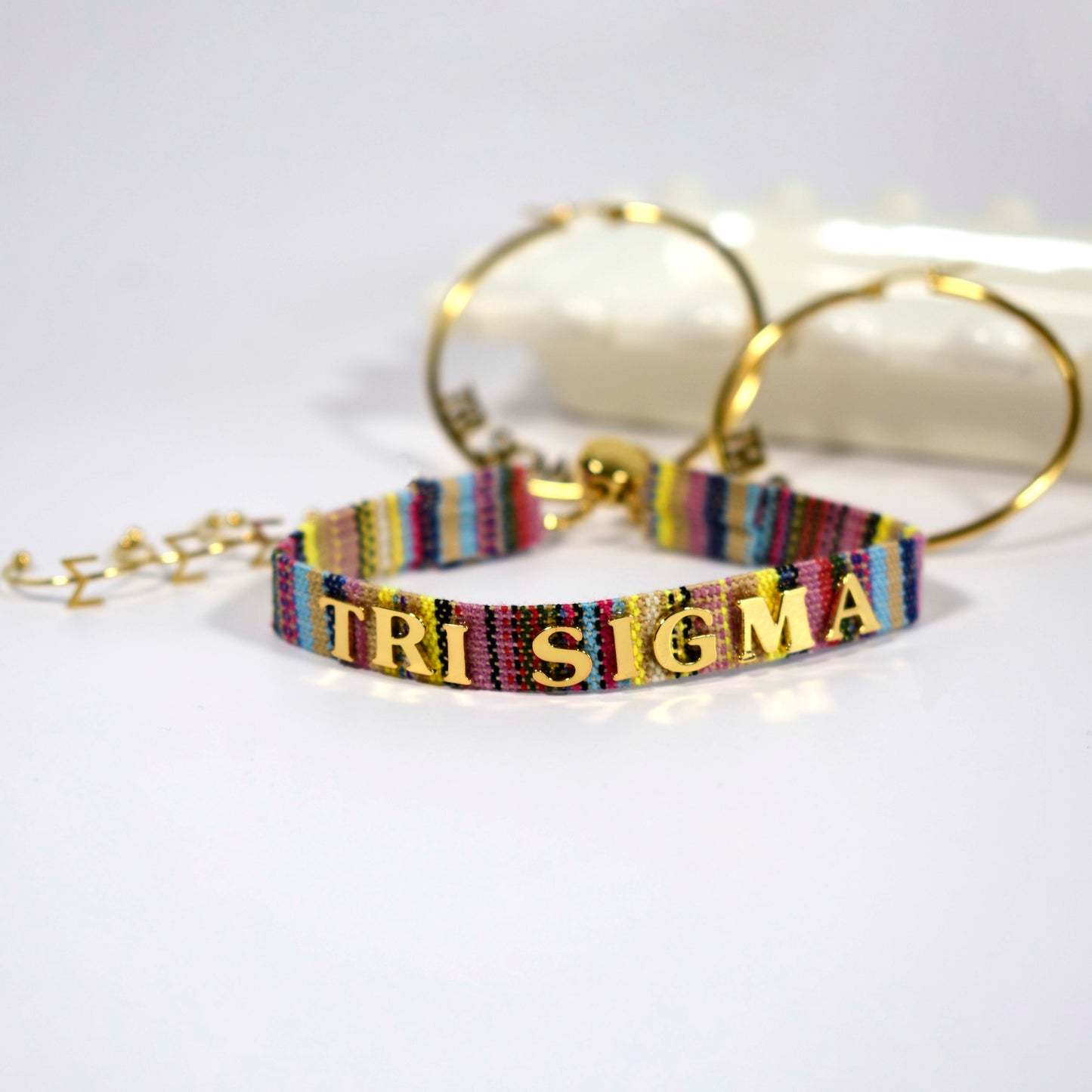 Sigma Sigma Sigma Woven Bracelet, Multi-Color Design