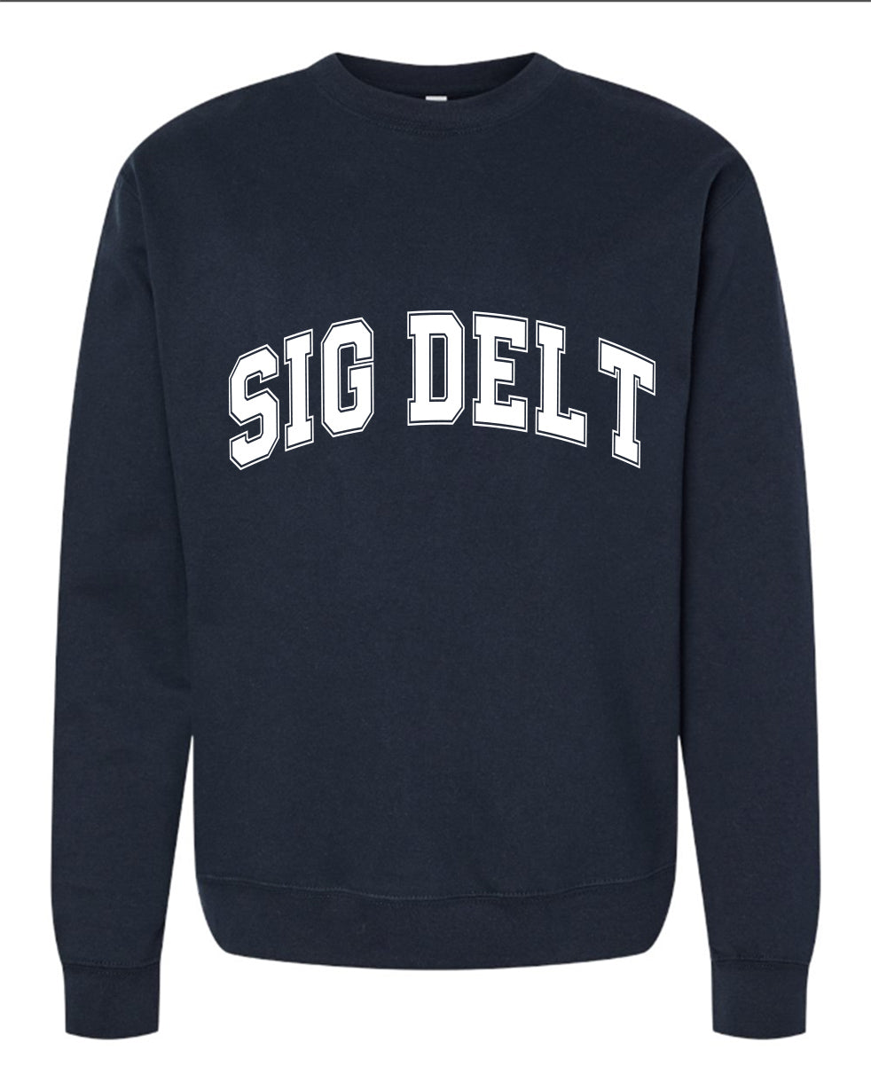 Sigma Delta Tau Sweatshirt- Crewneck Varsity Letters Design