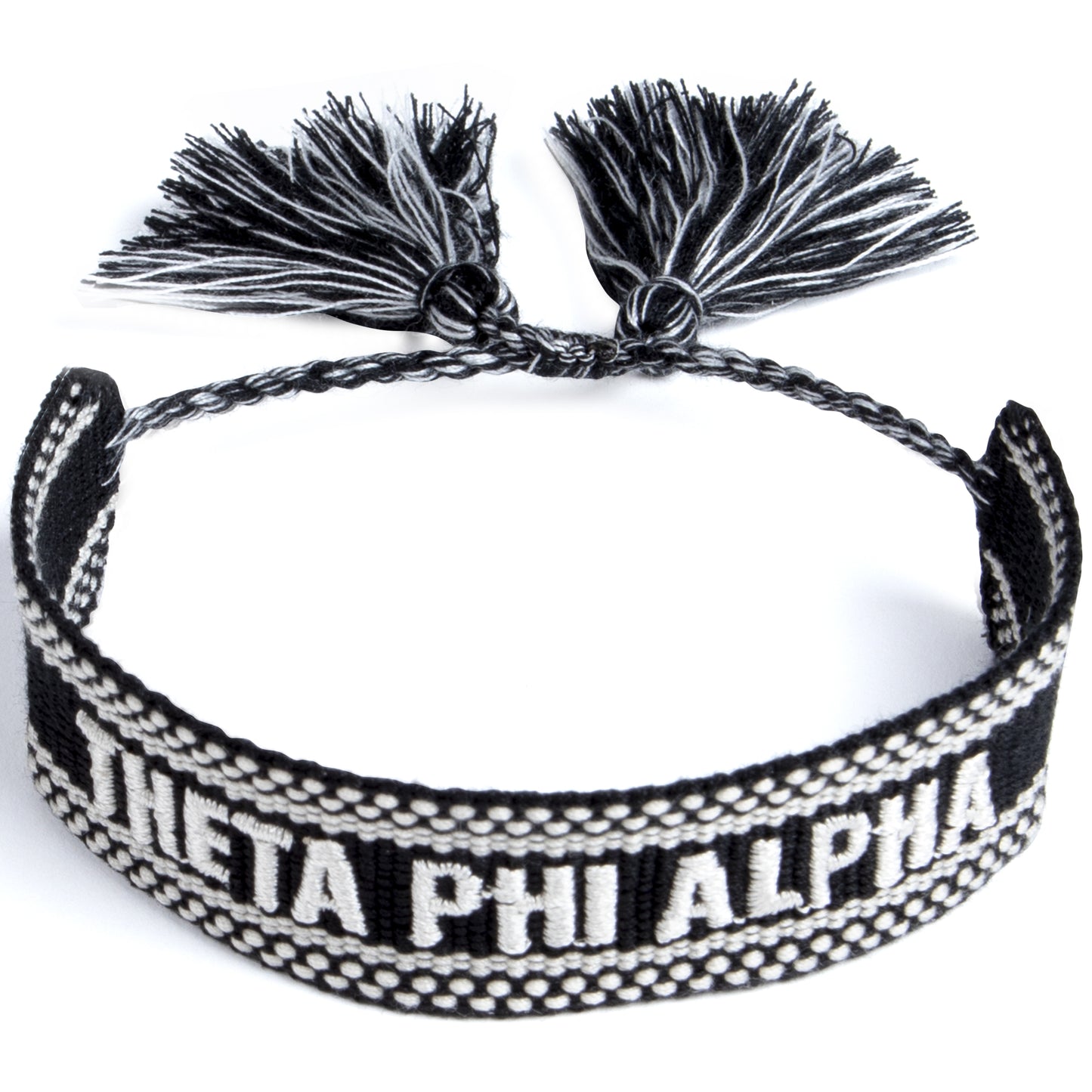 Theta Phi Alpha Woven Bracelet, Black and White Design