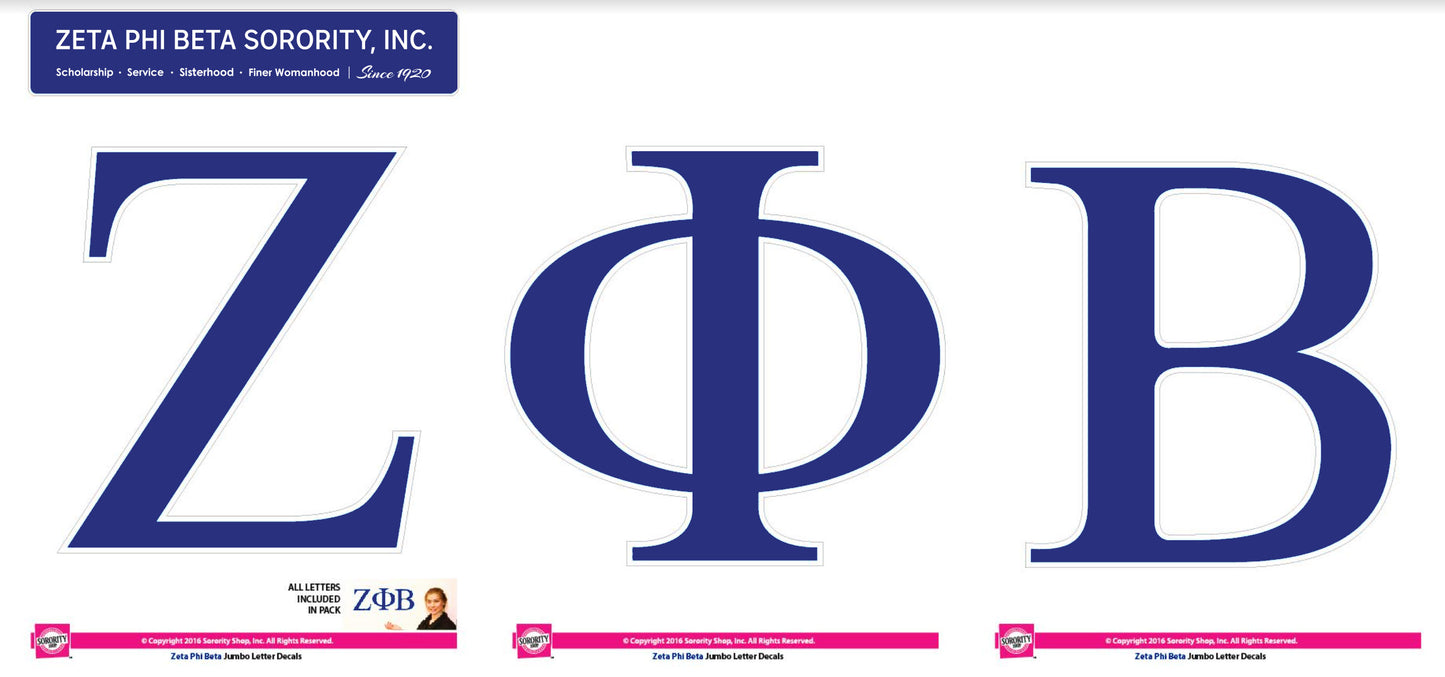 Zeta Phi Beta Stickers - Jumbo Letter Decals