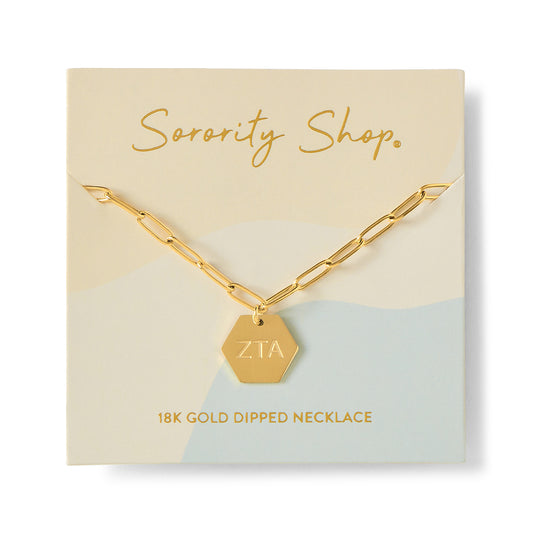 Zeta Tau Alpha Paperclip Necklace with ZTA Sorority Pendant