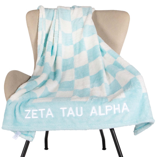 Zeta Tau Alpha Blanket - Thick Checkered Sherpa Blanket