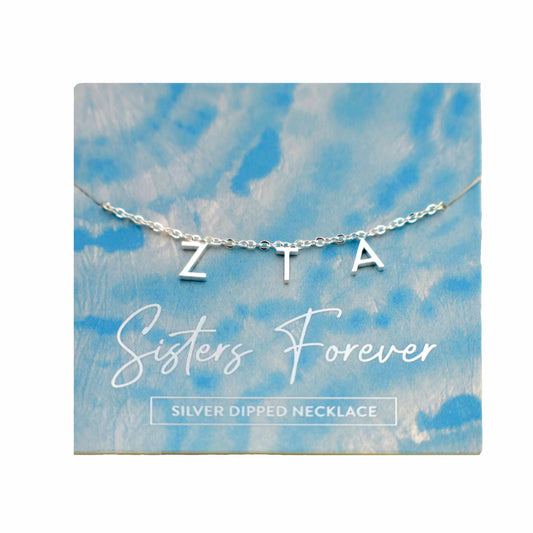 Zeta Tau Alpha Silver Greek Letters Necklace