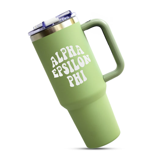 Alpha Epsilon Phi Tumbler - 40oz Stainless Steel with Handle