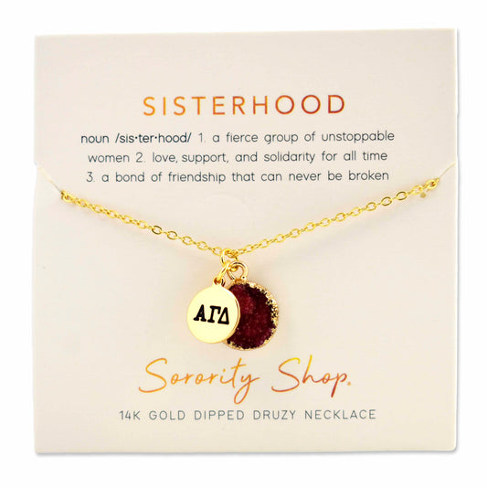Alpha Gamma Delta Sisterhood Druzy Necklace
