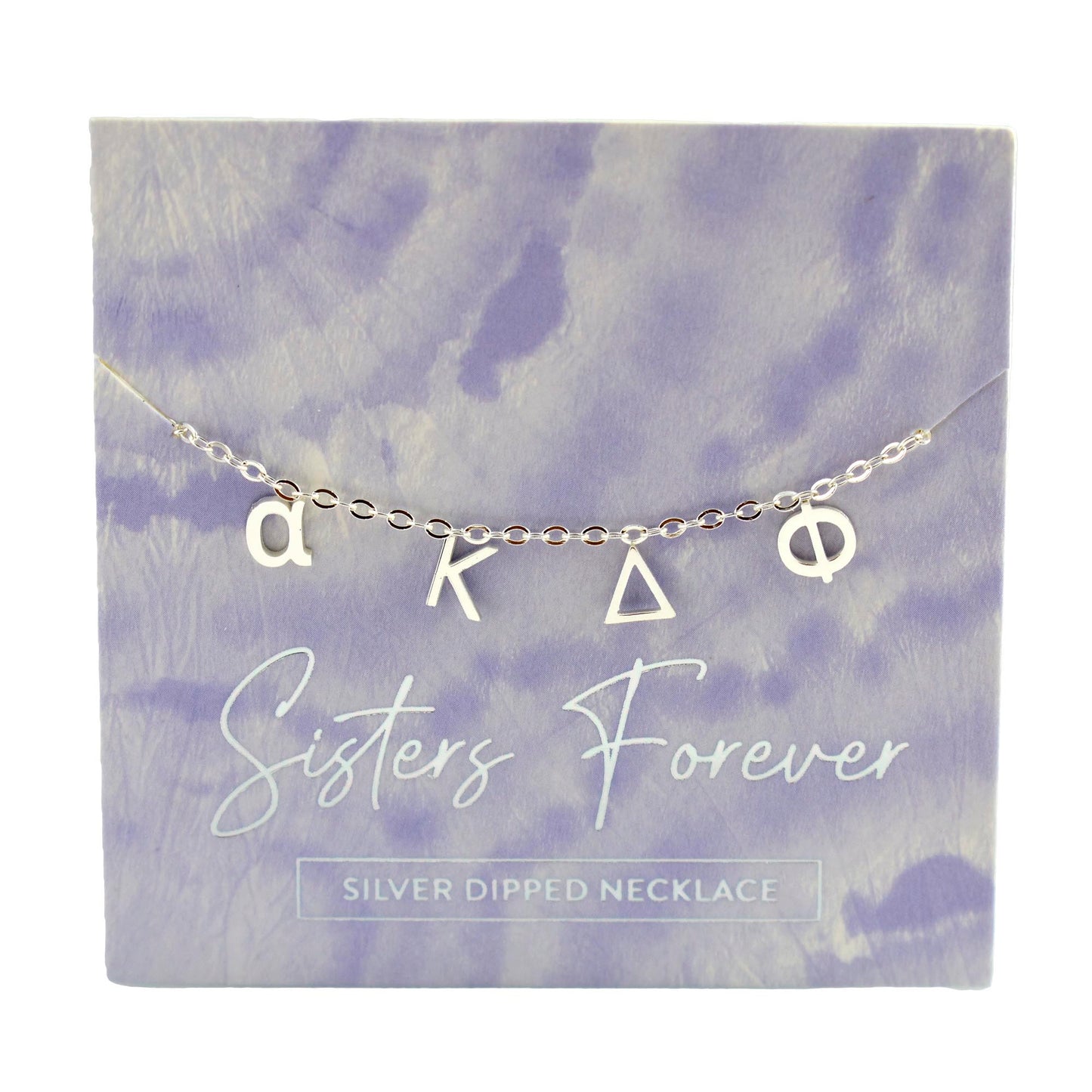 Alpha Kappa Delta Phi Silver Greek Letters Necklace