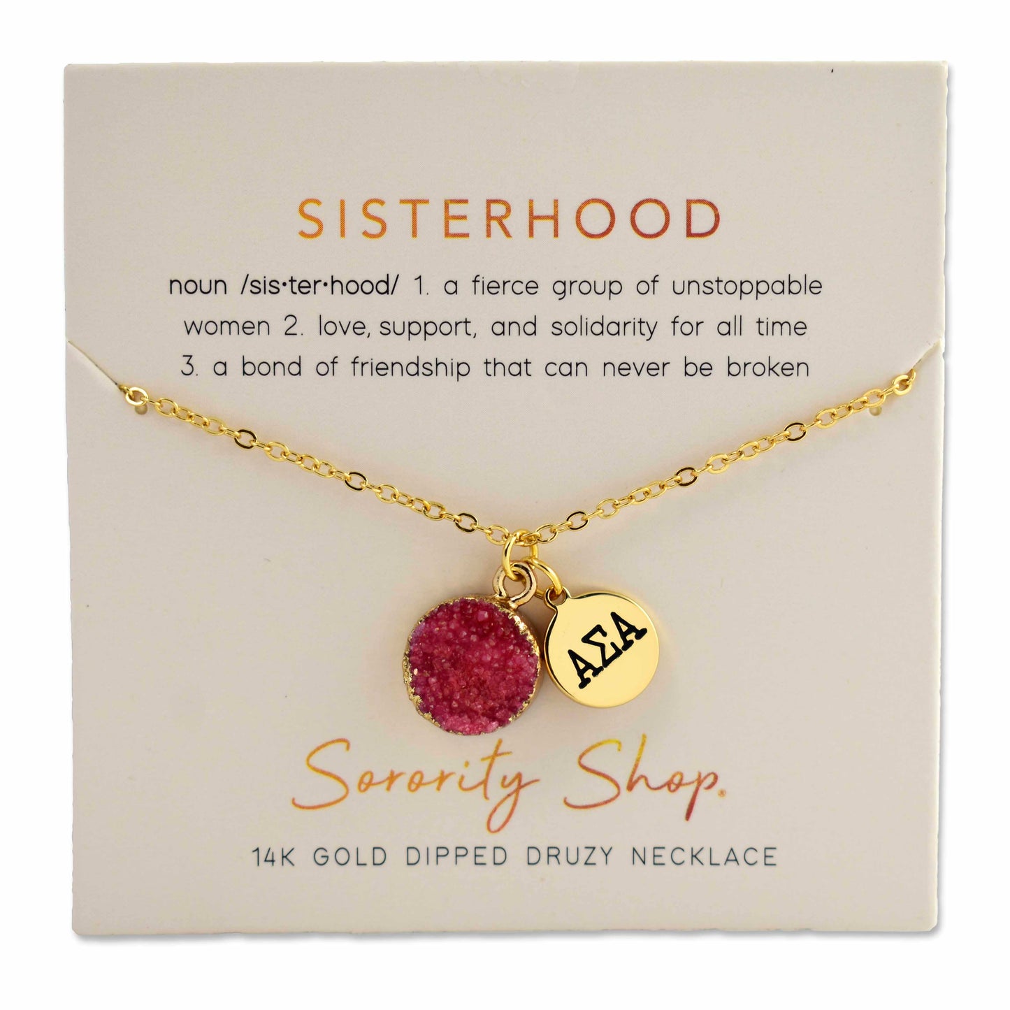 Alpha Sigma Alpha Sisterhood Druzy Necklace