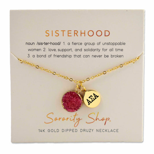 Alpha Sigma Alpha Sisterhood Druzy Necklace