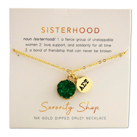 Alpha Sigma Tau Sisterhood Druzy Necklace