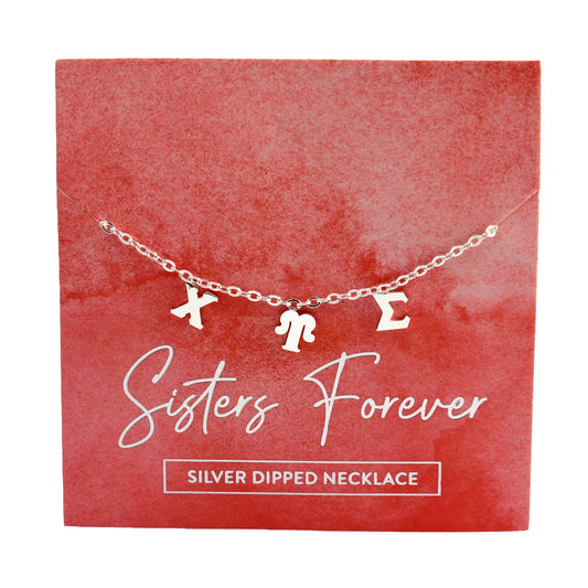 Chi Upsilon Sigma Silver Greek Letters Necklace