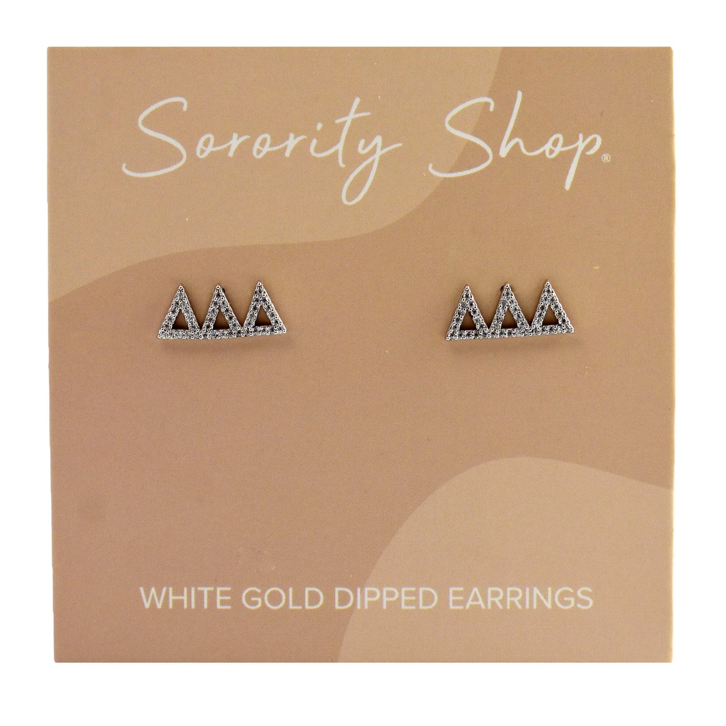 Delta Delta Delta White Gold Plated Stud Earrings
