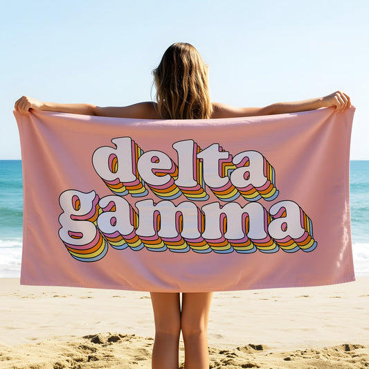 Delta Gamma Plush Retro Beach Towel