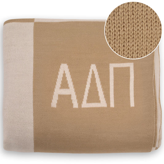 Alpha Delta Pi Blanket - Acrylic Knit Checkered Blanket