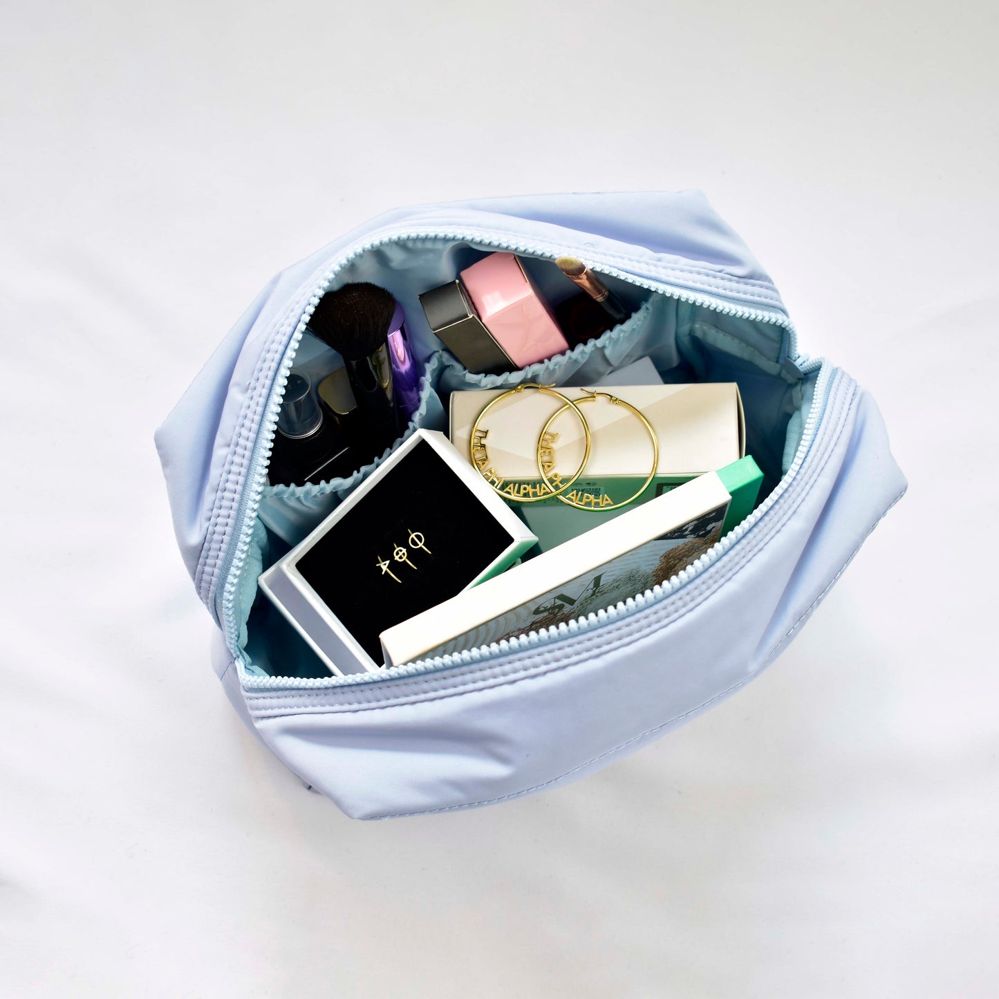 Alpha Xi Delta Makeup Bag - Puffer Style with Sorority Letters